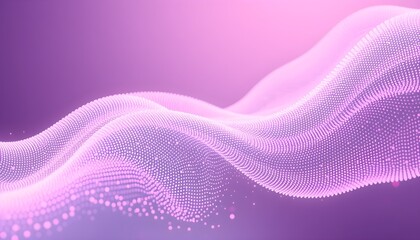 Abstract dynamic waves of pastel pink and light purple particles, a seamlessly flowing futuristic background with elegant depth.