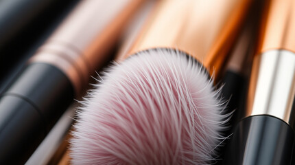 make-up brushes and powder on the table. Generated with AI.