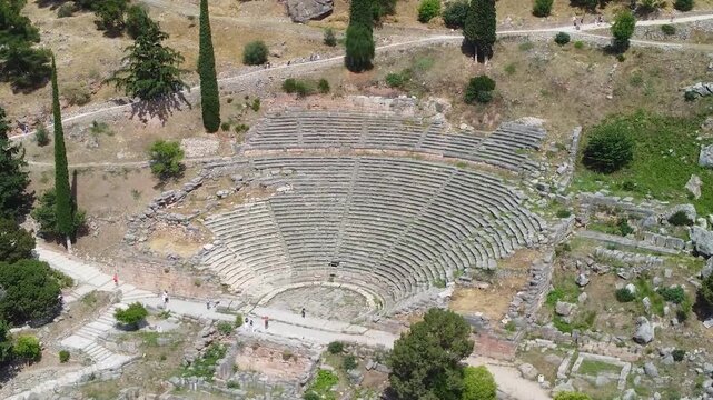 Delphi Ancient Theater. Historic Greek Ruins