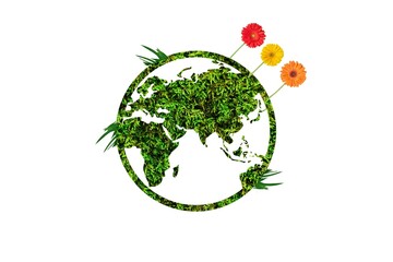 Green World Map in forest shape