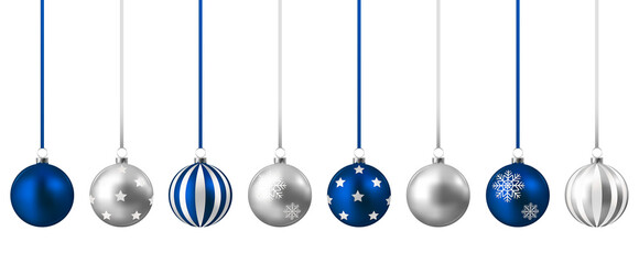 Silver and blue christmas balls 	