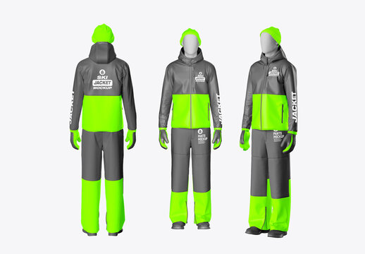 Ski Jacket and Pants Set Mockup