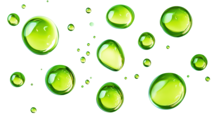 green oil droplets clear isolated on white or transparent background