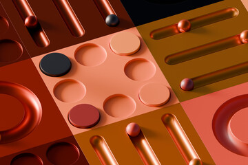 3D geometric abstract surface with marbles and modern interface design