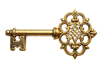 Gold key with a flower design on it