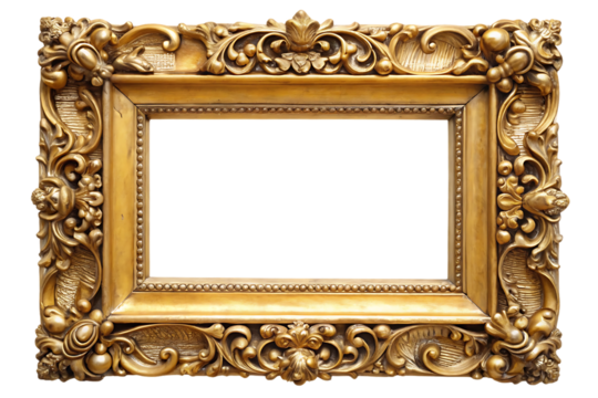 Gold framed picture with a white background