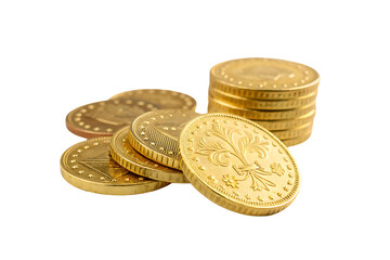 Stack of gold coins with a flower on the front