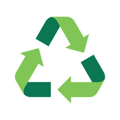 Two color recycle icon. Green color. Simple sustainability symbol illustration vector design. 