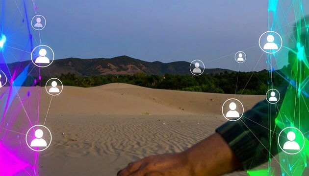 Digital connections in a desert landscape - Powered by Adobe