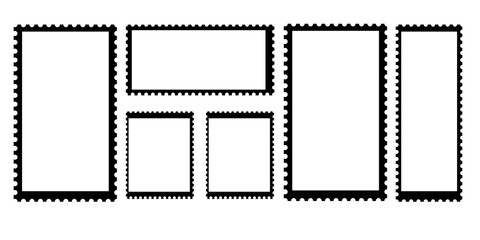 Set of blank rectangle and square postage stamp vector icons.