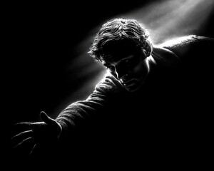 Monochrome Silhouette Reaching Out