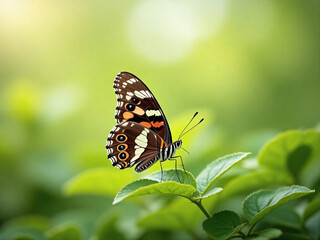 Obraz premium Butterfly Resting on Green Leaves