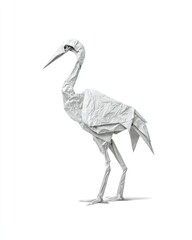 Origami Crane Sculpture In White