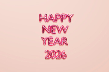 Pink festive happy new year 2026 greeting balloon decoration