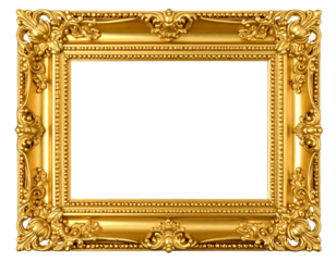 Elegant Rectangular Gold Frame on Solid Black Background, Classic Design