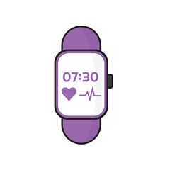 Smart watch pulse heart. Vector flat simple isometric, color web icons set, new flat style. Creative illustration, idea for infographics.