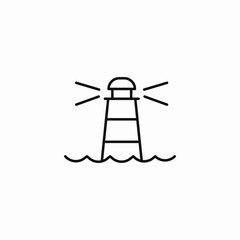 lighthouse ocean waves icon sign vector