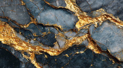 luxurious black marble is dramatically veined with rivers of brilliant gold and contrasting white cracks, creating a stunning abstract.