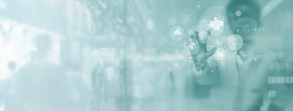 Futuristic medical technology and healthcare digital background