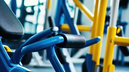 Colorful gym equipment in a modern fitness center