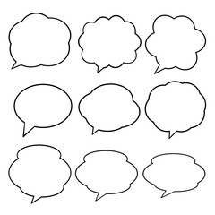 Fototapeta premium White-filled Cloud-shaped Speech Bubble Icon Set Hand-drawn Illustration