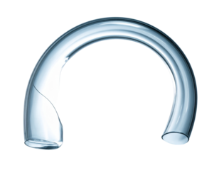 Curved Clear Glass Tube with Open Ends, Isolated PNG