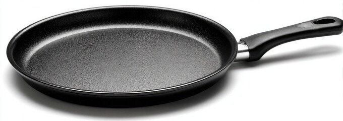 Black round frying pan with handle