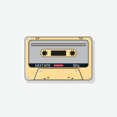 Cassette tape Retro vintage mixtape vector illustration on isolated white background.
