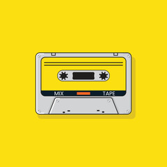Cassette tape Retro vintage mixtape vector illustration on isolated white background.
