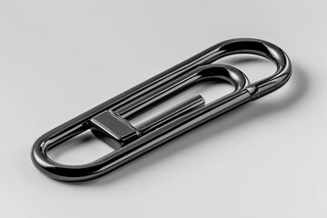 Glossy, black metal paperclip key-ring