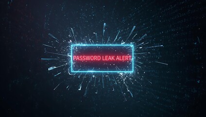 A striking visual of a password leak alert symbolizing cybersecurity threats.