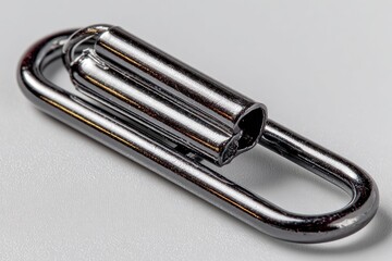 Polished metal paperclip with twin exhaust-like pipes