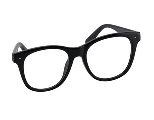 Fototapeta premium Black Eyeglasses in Side Profile with Folded Arms, Minimalist Style, Isolated Transparent Background PNG