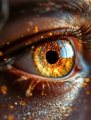 Glowing Amber Eye with Sparkle and Detail