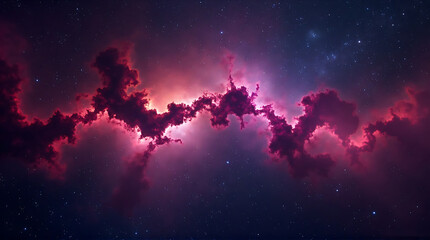 Fototapeta premium Cosmic symphony of celestial clouds, vivid pink nebula in the starry space