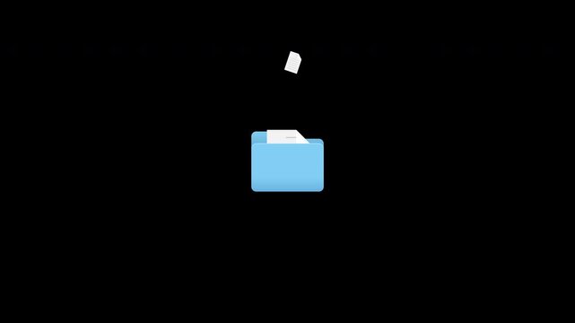 Documents are extracted from the folder and transferred to the recipient. Document flow animation. Visualization of document theft or unauthorized extraction