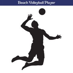 Beach Volleyball Player Silhouette Vector