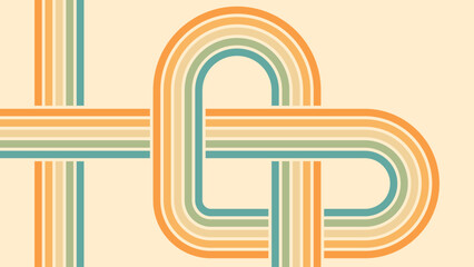 Abstract background of rainbow groovy Wavy Line design in 1970s Hippie Retro style. Vector pattern ready to use for cloth, textile, wrap and other.