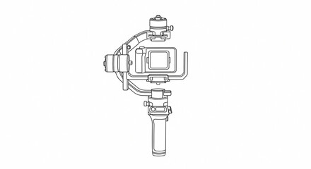 Professional Camera Gimbal Stabilizer Line Art Illustration for Videography