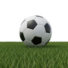 Fototapeta premium Classic soccer ball resting on lush green grass field