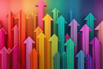 Colorful upward arrows in a vibrant design