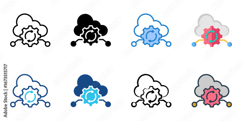 Wall mural api integration icon set multiple style collection