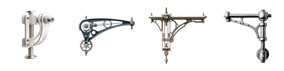 Ornate Architectural Brackets: Vintage Metalwork Isolated on White