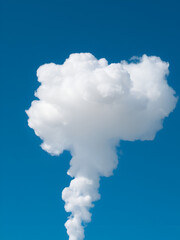 Billowing smoke cloud rising against blue sky, fluid motion concept