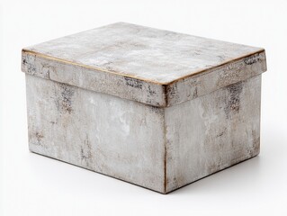 Decorative gray storage box with a rustic finish suitable for organizing various items