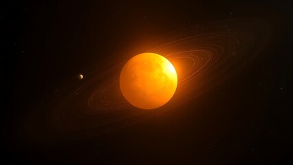 A fading solar system model with the sun dimming to black in deep space.