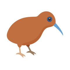 Cute Cartoon Kiwi Bird Vector Icon - New Zealand National Symbol