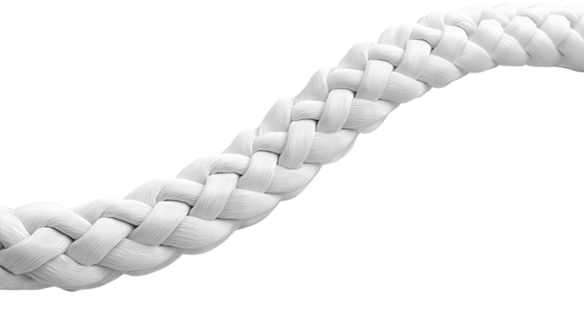 Durable braided cable protector cut clean with sealed ends, arranged neatly, isolated on transparent background.
