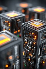 Naklejka premium Close-up of futuristic circuit boards