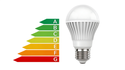 A LED light bulb with energy rating label